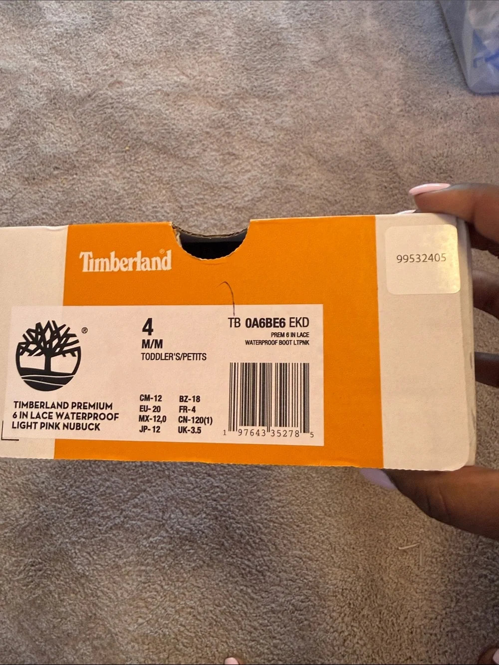 Timberland Kids Pink Lace-Up Waterproof Boots light pink size 4 baby. Used.